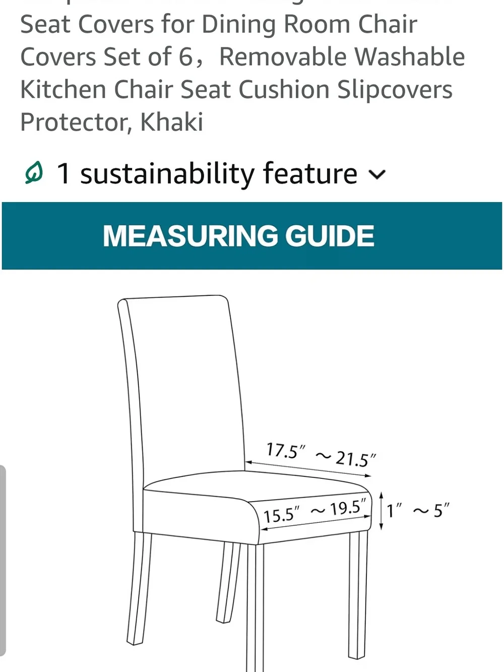 Khaki Ribbed Stretch Chair Seat Cover -